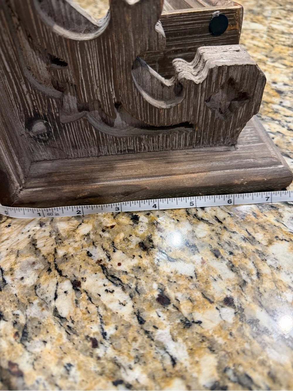 Rustic Brown Carved Wood Bookends - Pair